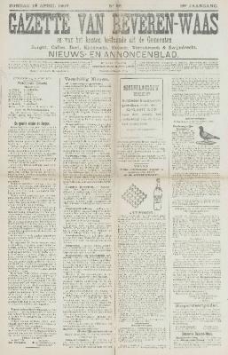 Gazette van Beveren-Waas 18/04/1909