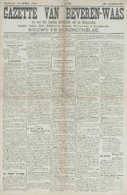 Gazette van Beveren-Waas 16/04/1911