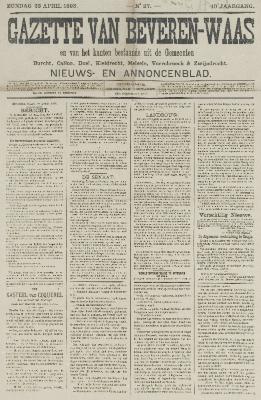 Gazette van Beveren-Waas 23/04/1893