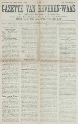 Gazette van Beveren-Waas 21/02/1909