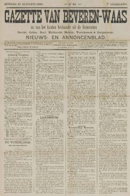 Gazette van Beveren-Waas 10/08/1890