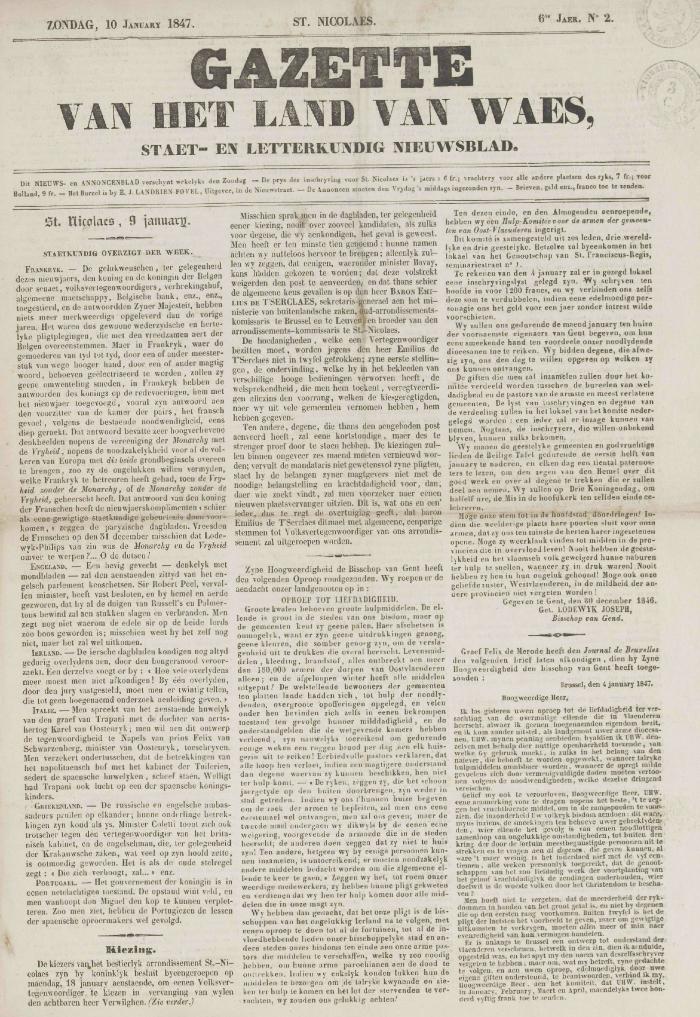 Gazette van het Land van Waes 10/01/1847