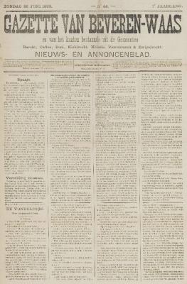 Gazette van Beveren-Waas 22/06/1890