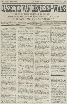 Gazette van Beveren-Waas 01/05/1892