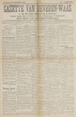 Gazette van Beveren-Waas 25/08/1912