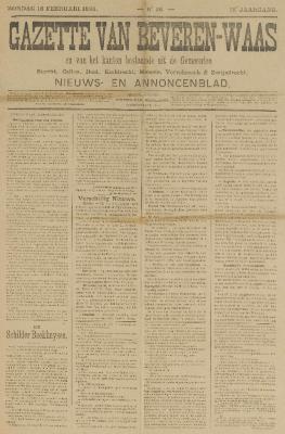 Gazette van Beveren-Waas 16/02/1896