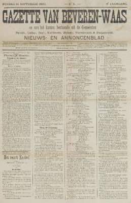 Gazette van Beveren-Waas 14/09/1890