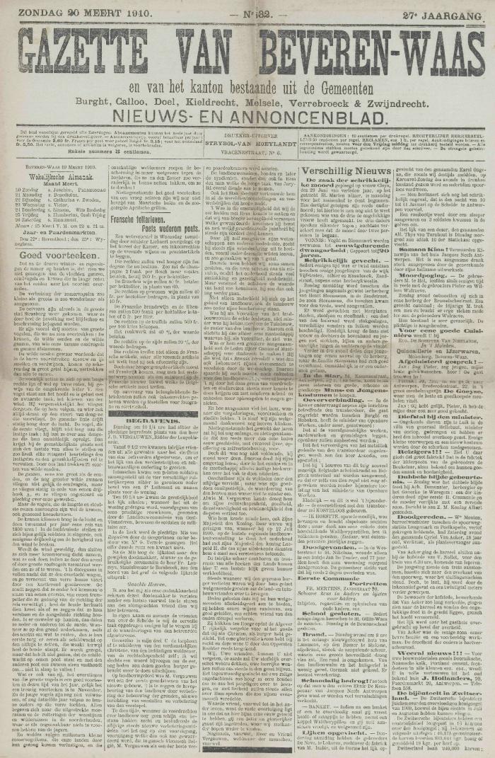 Gazette van Beveren-Waas 20/03/1910