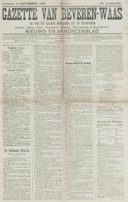 Gazette van Beveren-Waas 13/09/1908