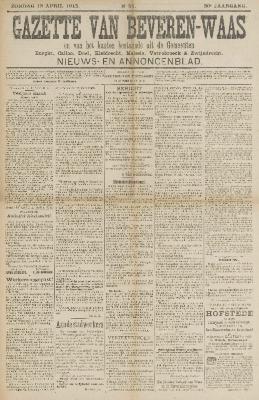 Gazette van Beveren-Waas 13/04/1913