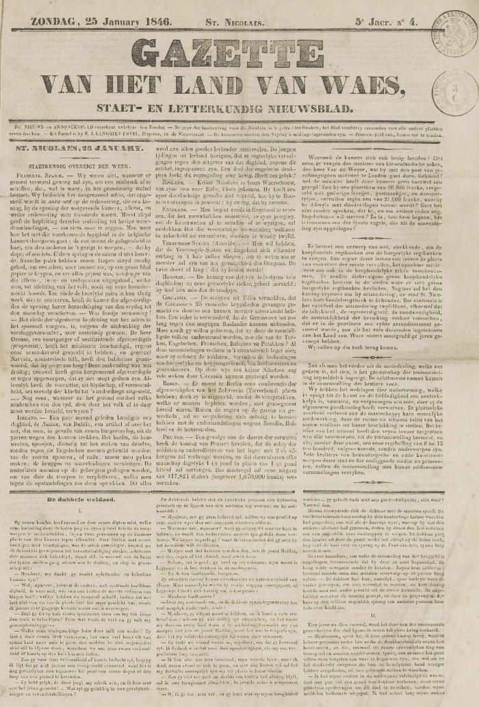 Gazette van het Land van Waes 25/01/1846