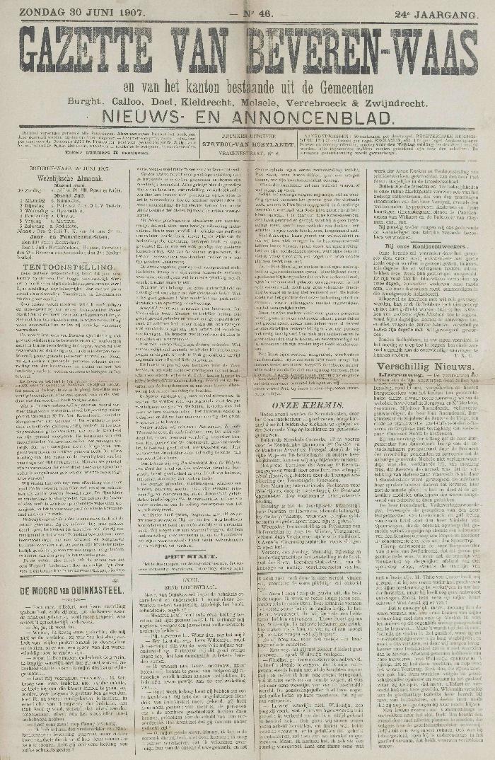 Gazette van Beveren-Waas 30/06/1907