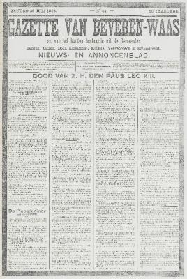 Gazette van Beveren-Waas 26/07/1903