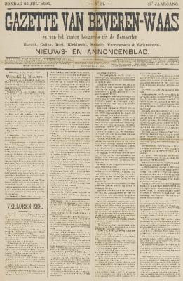 Gazette van Beveren-Waas 28/07/1895