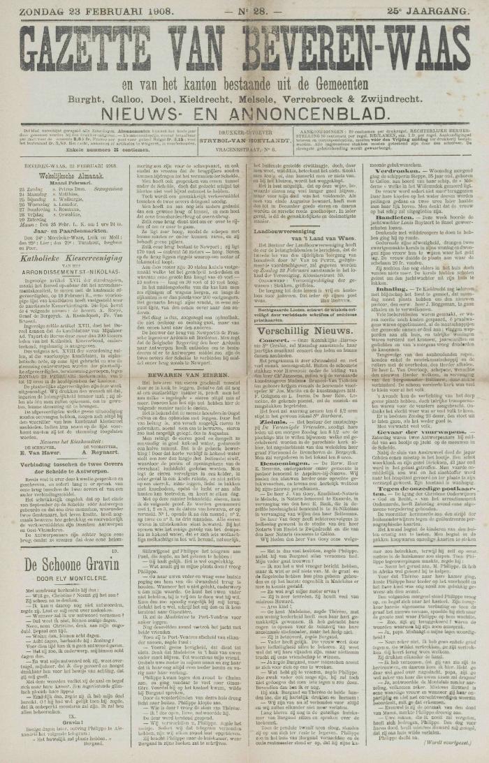 Gazette van Beveren-Waas 23/02/1908