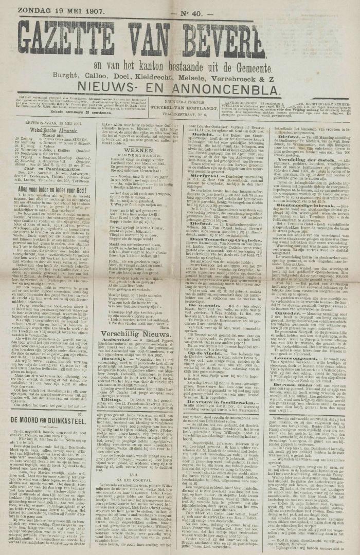 Gazette van Beveren-Waas 19/05/1907