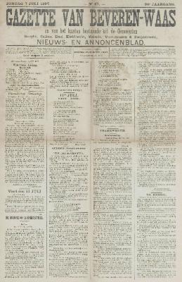 Gazette van Beveren-Waas 07/07/1907