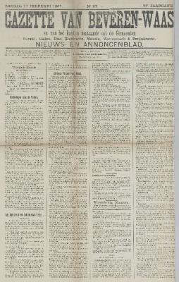 Gazette van Beveren-Waas 17/02/1907