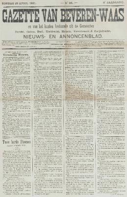 Gazette van Beveren-Waas 19/04/1891