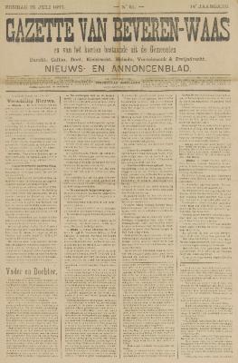 Gazette van Beveren-Waas 25/07/1897