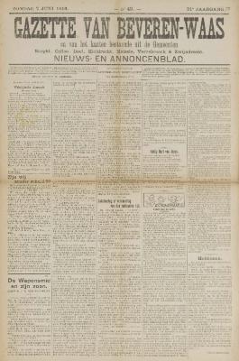 Gazette van Beveren-Waas 07/06/1914