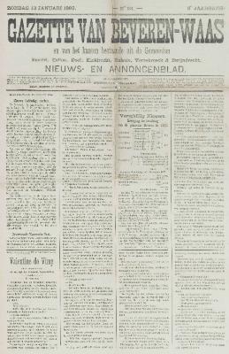Gazette van Beveren-Waas 13/01/1889