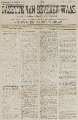 Gazette van Beveren-Waas 31/08/1890