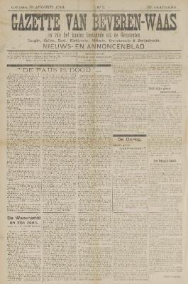 Gazette van Beveren-Waas 30/08/1914