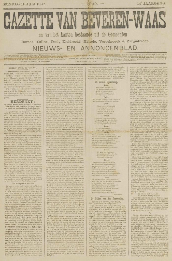 Gazette van Beveren-Waas 11/07/1897