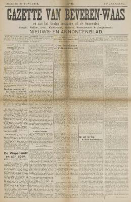 Gazette van Beveren-Waas 21/06/1914