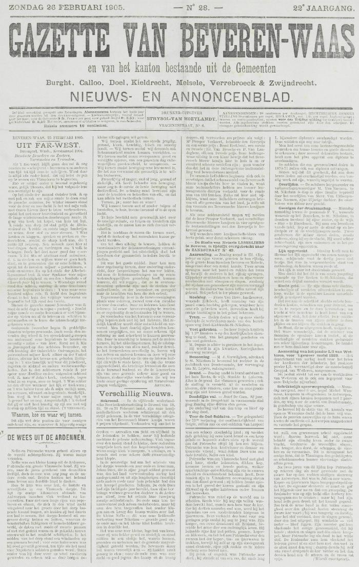 Gazette van Beveren-Waas 26/02/1905