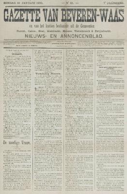 Gazette van Beveren-Waas 12/01/1890