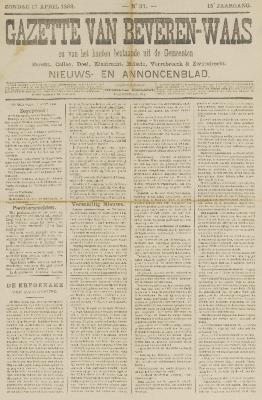 Gazette van Beveren-Waas 17/04/1898