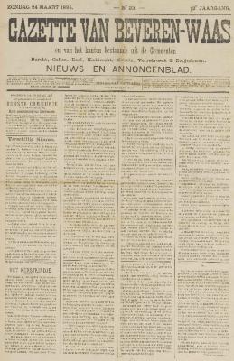 Gazette van Beveren-Waas 24/03/1895