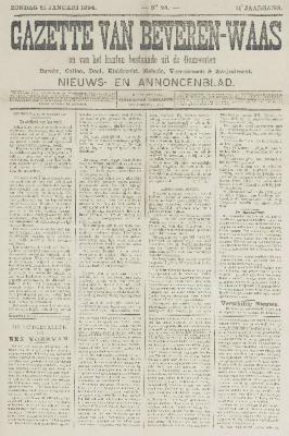 Gazette van Beveren-Waas 21/01/1894