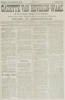 Gazette van Beveren-Waas 22/12/1889