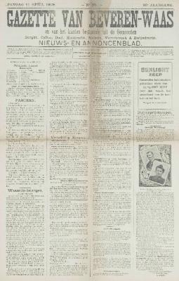 Gazette van Beveren-Waas 11/04/1909