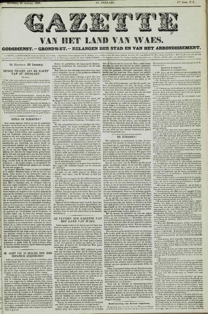 Gazette van het Land van Waes 31/01/1858