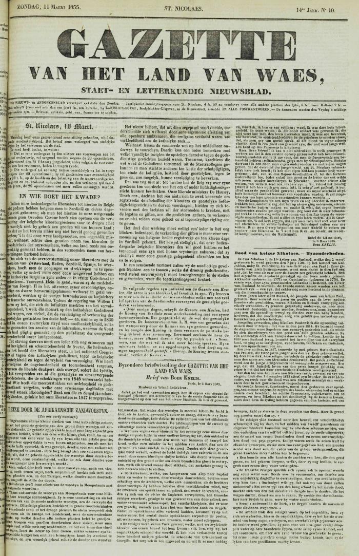 Gazette van het Land van Waes 11/03/1855