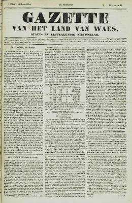 Gazette van het Land van Waes 19/03/1854