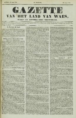 Gazette van het Land van Waes 23/04/1854