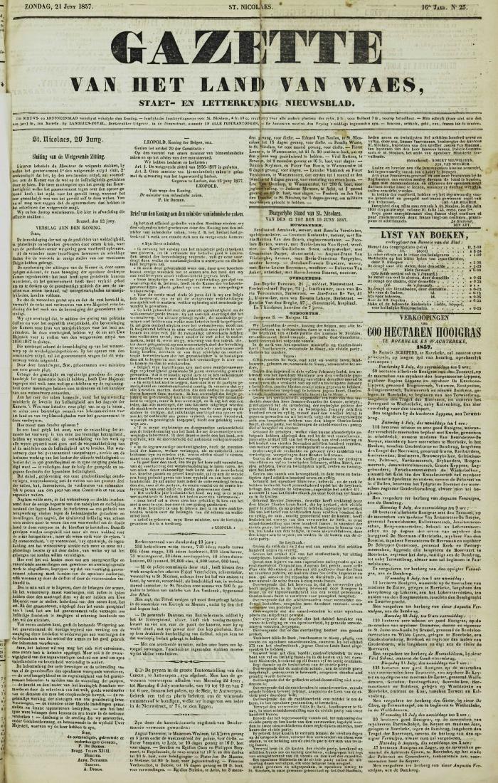 Gazette van het Land van Waes 21/06/1857