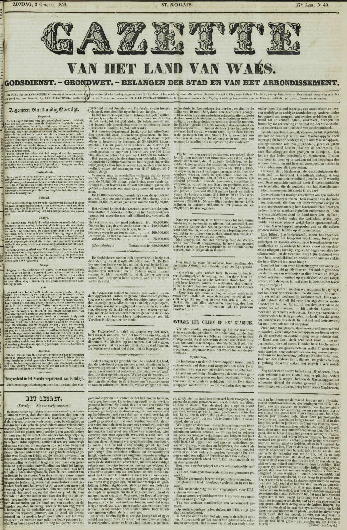 Gazette van het Land van Waes 03/10/1858