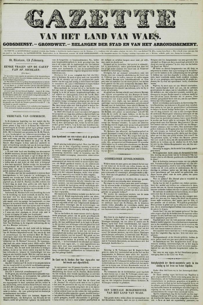 Gazette van het Land van Waes 14/02/1858