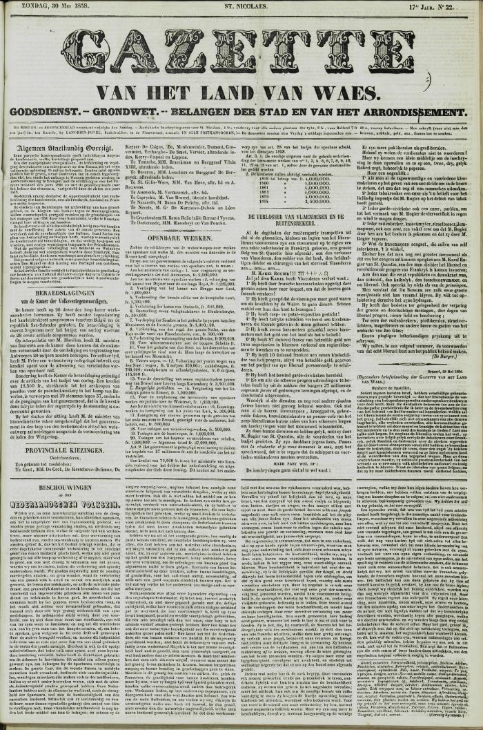 Gazette van het Land van Waes 30/05/1858