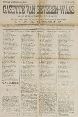 Gazette van Beveren-Waas 12/02/1888