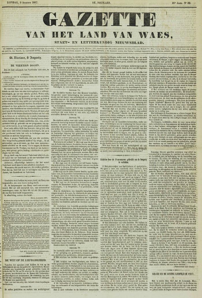 Gazette van het Land van Waes 09/08/1857