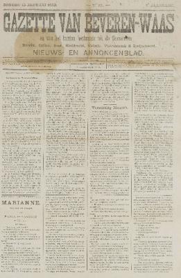 Gazette van Beveren-Waas 15/01/1888