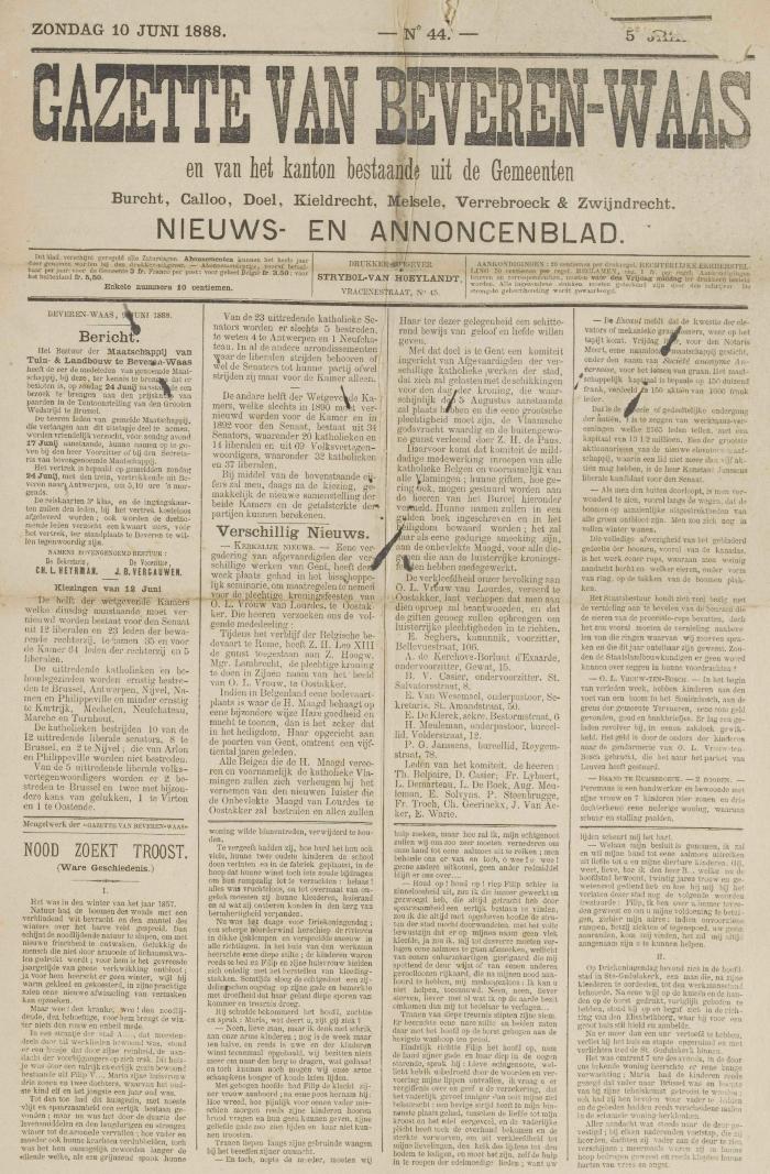 Gazette van Beverenr 10/06/1888