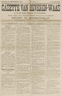 Gazette van Beveren 30/09/1888